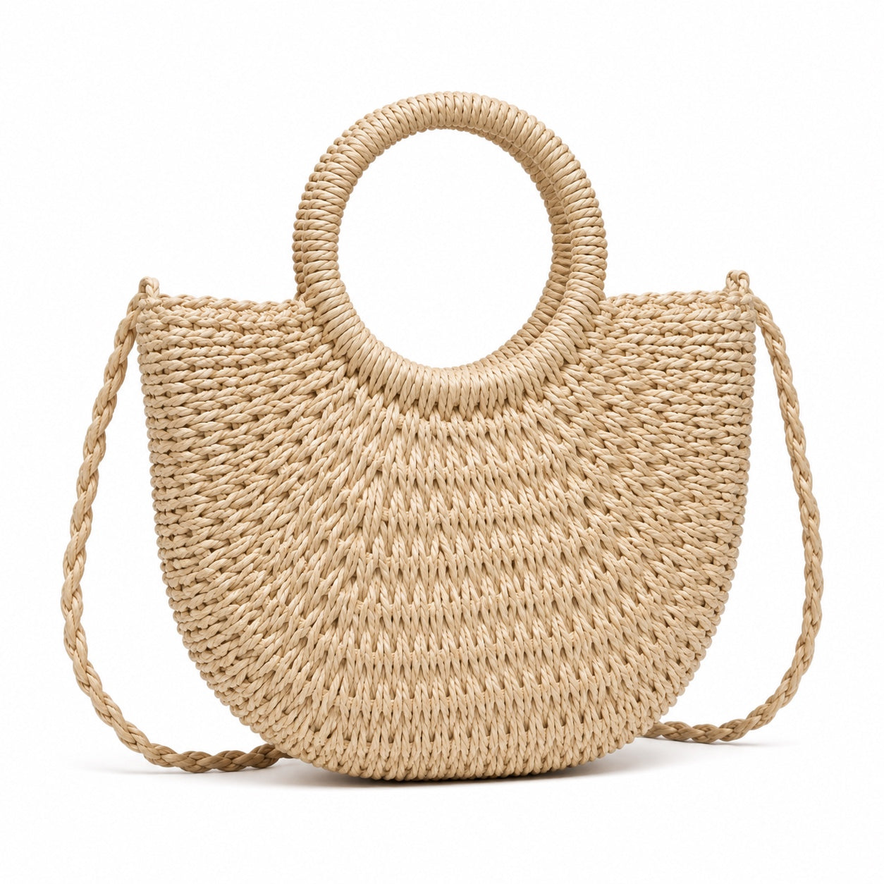 Cunda - Rattan Crossbody Bag, three-quarter back view