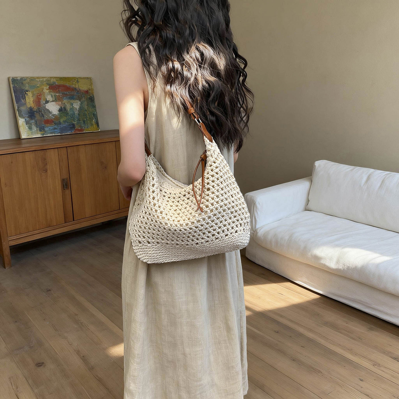 Handheld Shoulder-worn Casual Woven Crossbody Bag