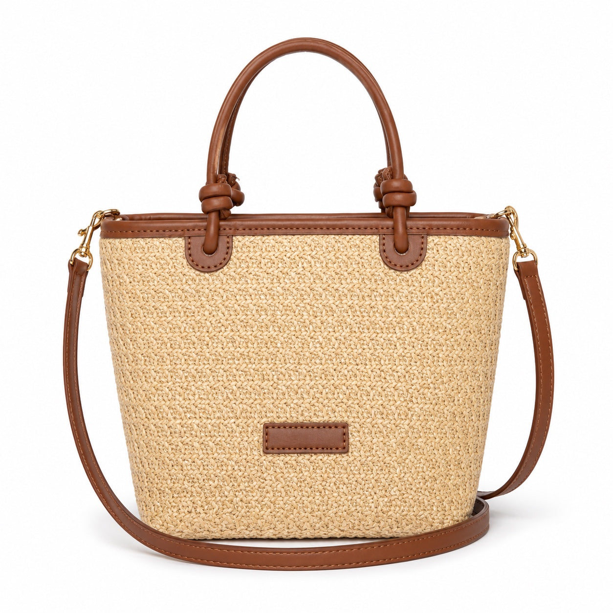 Datca - Straw Crossbody Bag, front view on white background