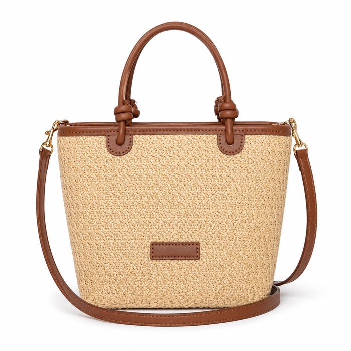 Datca - Straw Crossbody Bag, front view on white background
