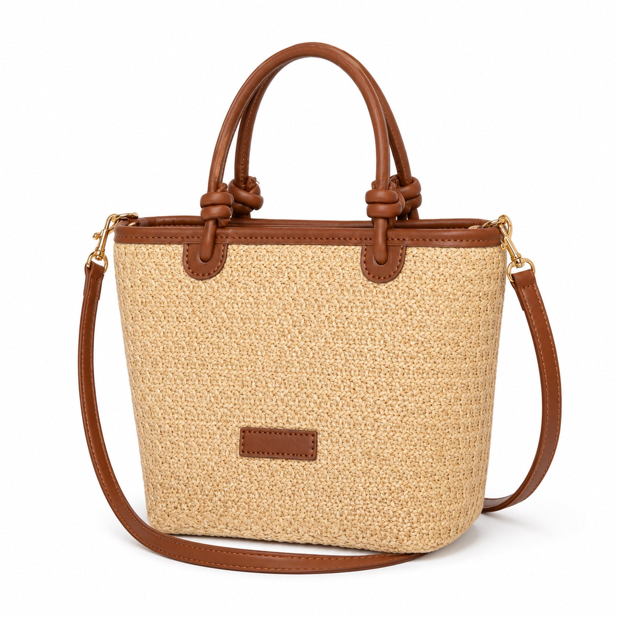 Datca - Straw Crossbody Bag, three-quarter front view