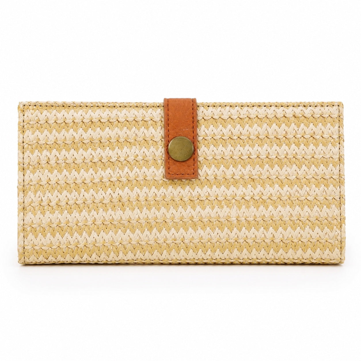 Deia - Straw Clutch, front view on white background