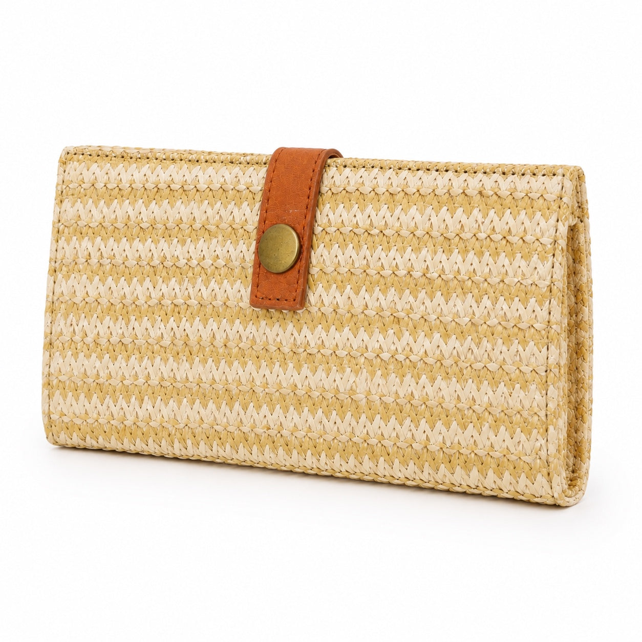 Deia - Straw Clutch, three-quarter front view