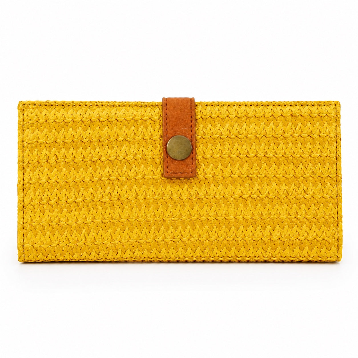 Deia - Straw Clutch in YELLOW, front view