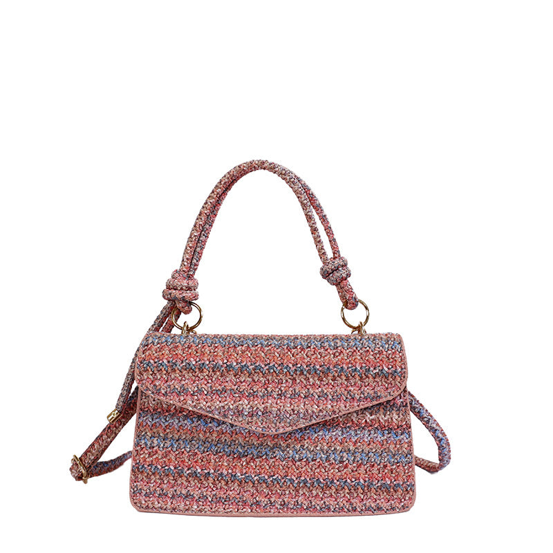 Straw-woven Color-block Shoulder Bag Commuter Crossbody Bag