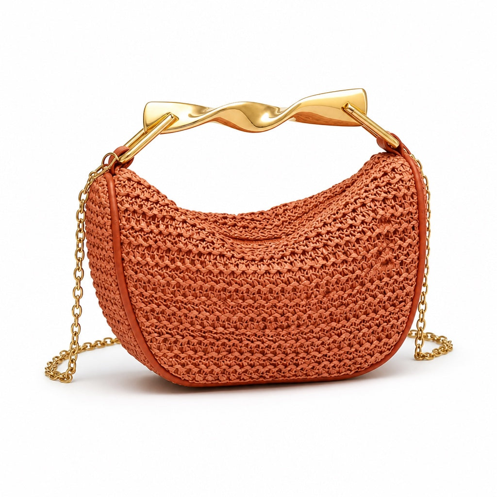 Ericeira - Rattan Crossbody Bag, three-quarter front view