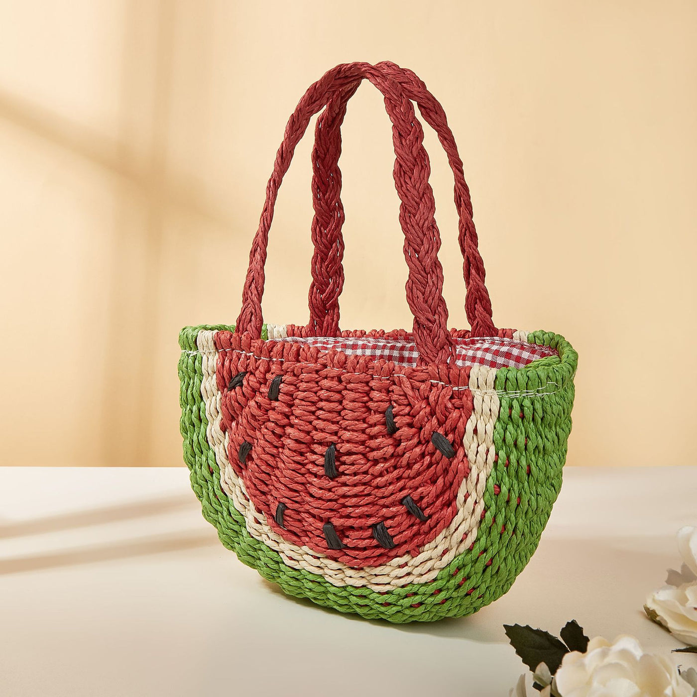 New Style Straw Bag With Fruit Design Shoulder And Crossbody Options