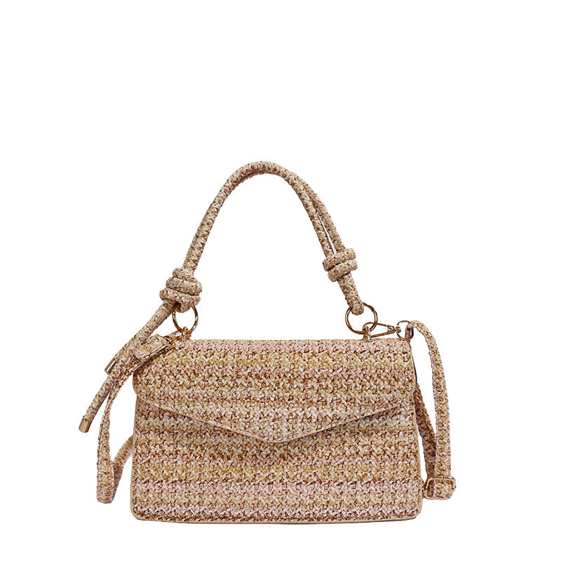 Straw-woven Color-block Shoulder Bag Commuter Crossbody Bag