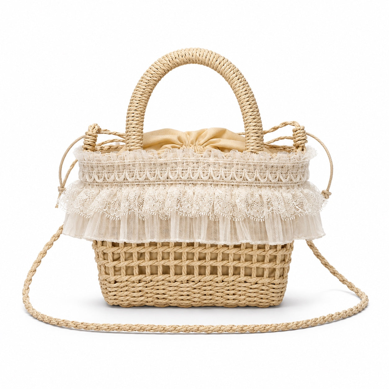 Fethiye - Straw Crossbody Bag, front view on white background