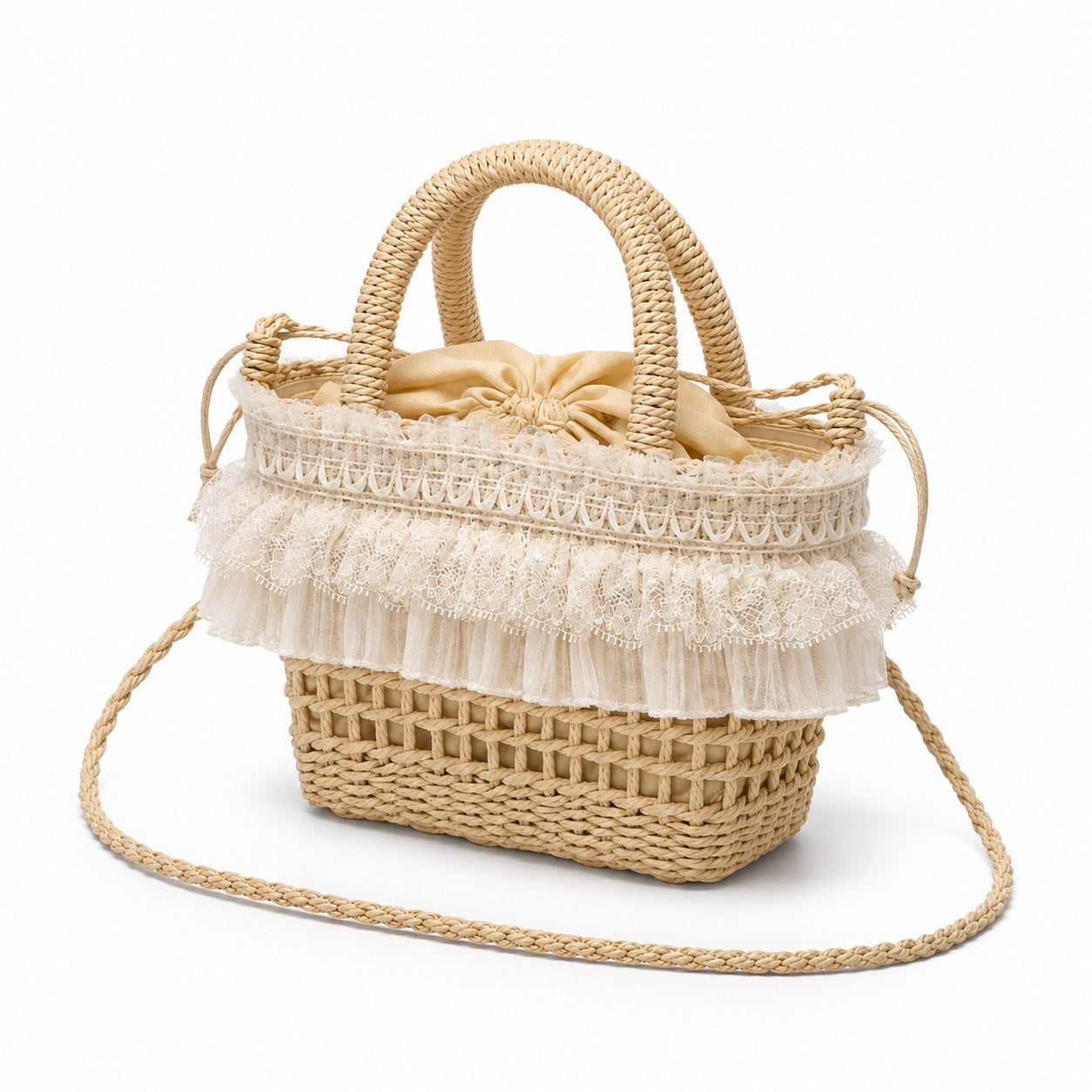 Fethiye - Straw Crossbody Bag, three-quarter front view