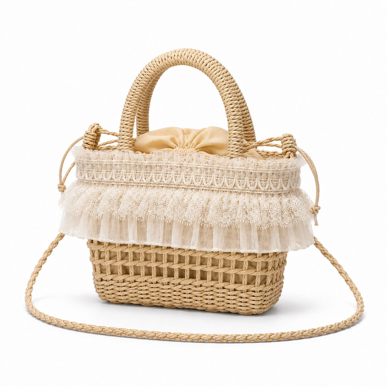 Fethiye - Straw Crossbody Bag, three-quarter back view
