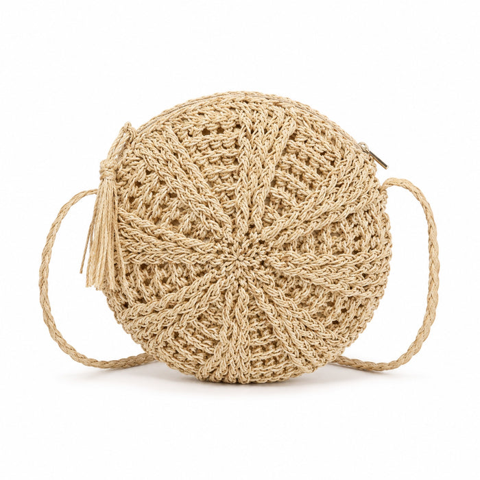 Fiskardo - Rattan Crossbody Bag, front view on white background