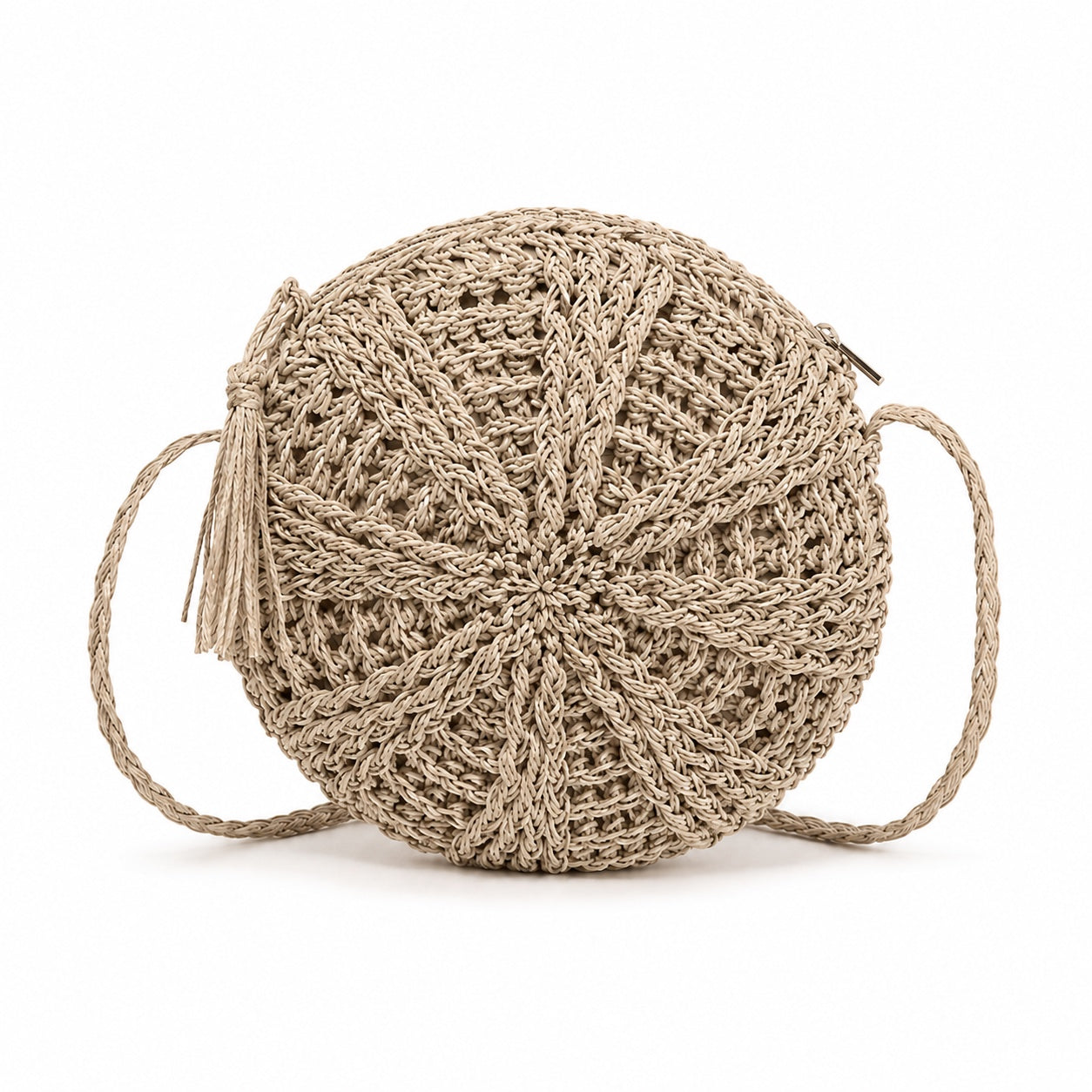 Fiskardo - Rattan Crossbody Bag in beige, front view