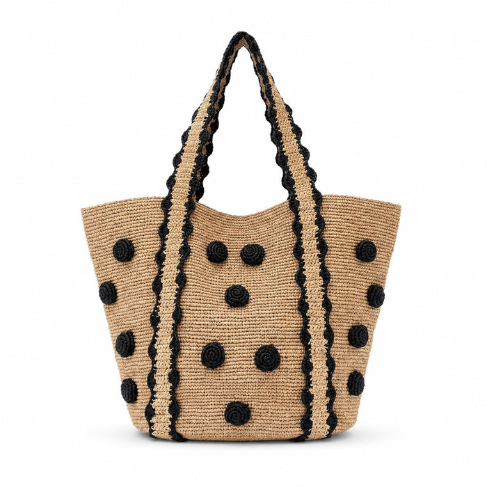 Folegandros - Raffia Tote Bag in Herbal Color, front view on white background