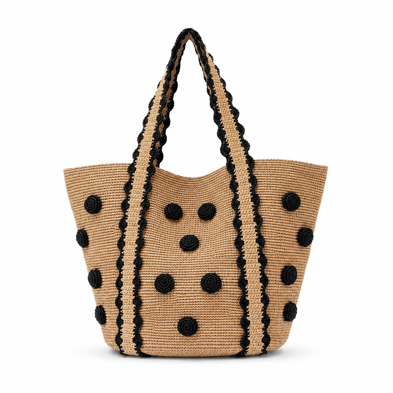 Folegandros - Raffia Tote Bag in Herbal Color, three-quarter back view
