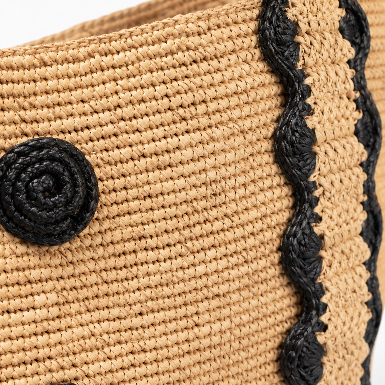 Folegandros - Raffia Tote Bag in Herbal Color, close-up material detail
