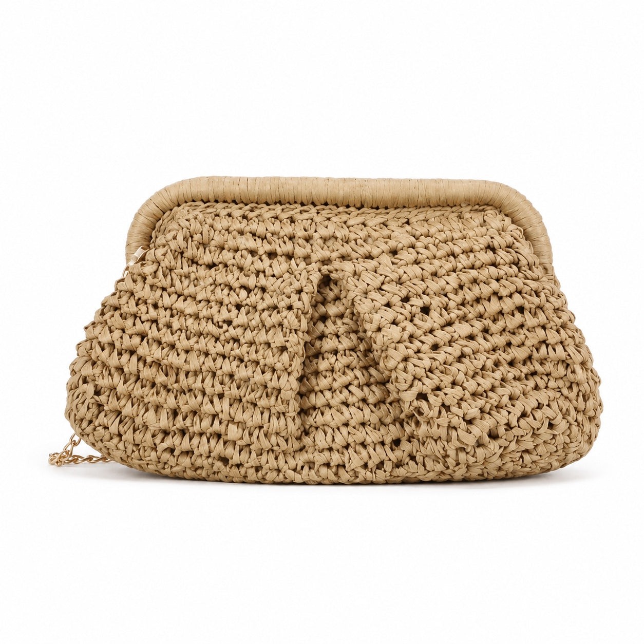 Framura - Straw Clutch, front view on white background