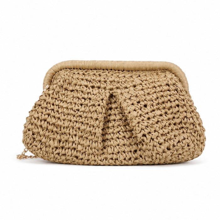 Framura - Straw Clutch, front view on white background