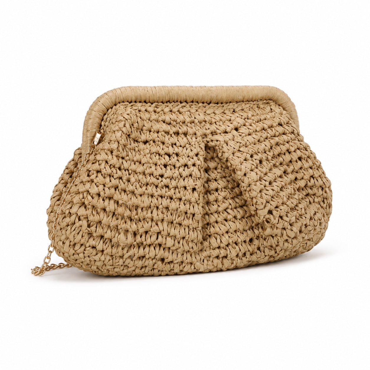 Framura - Straw Clutch, three-quarter front view