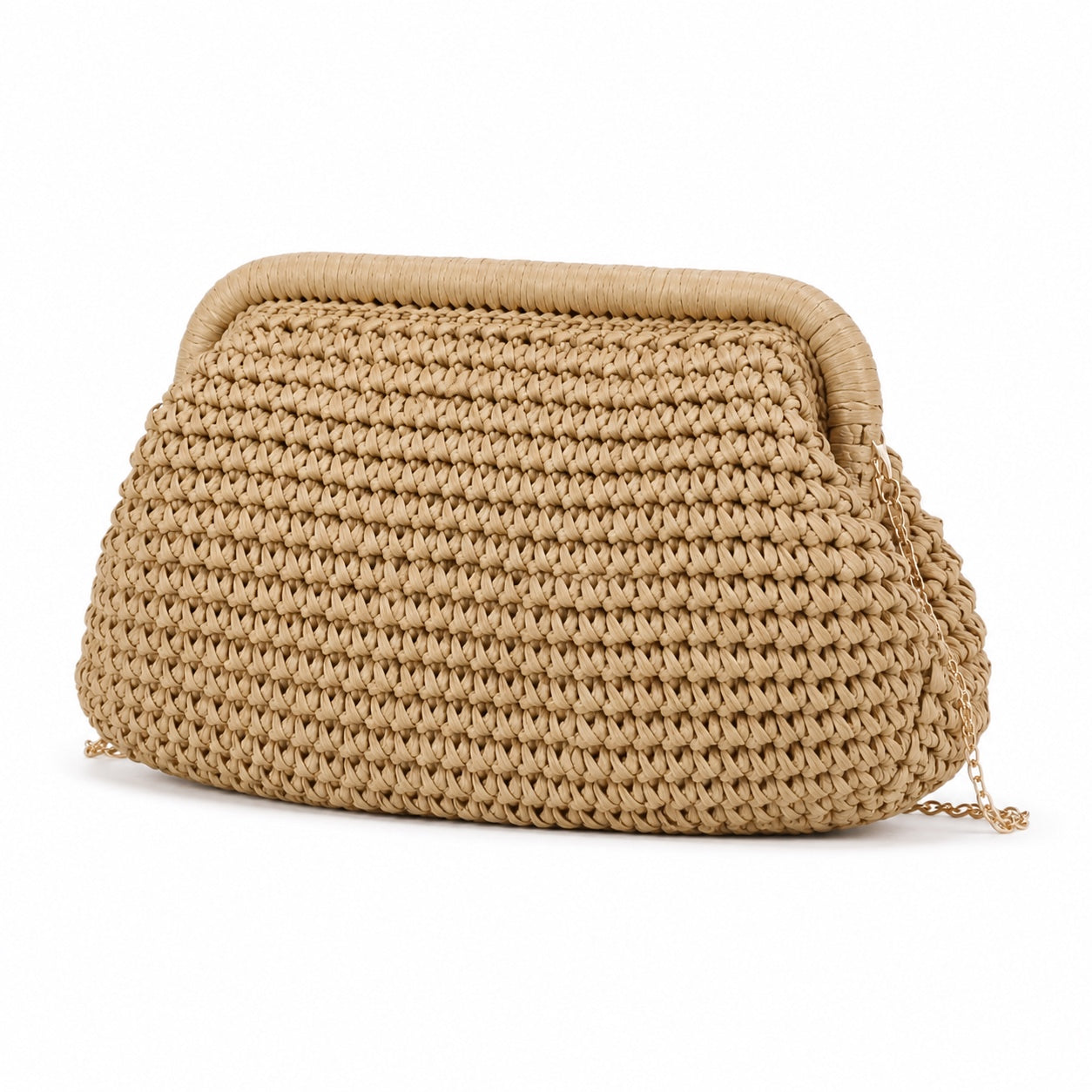Framura - Straw Clutch, three-quarter back view