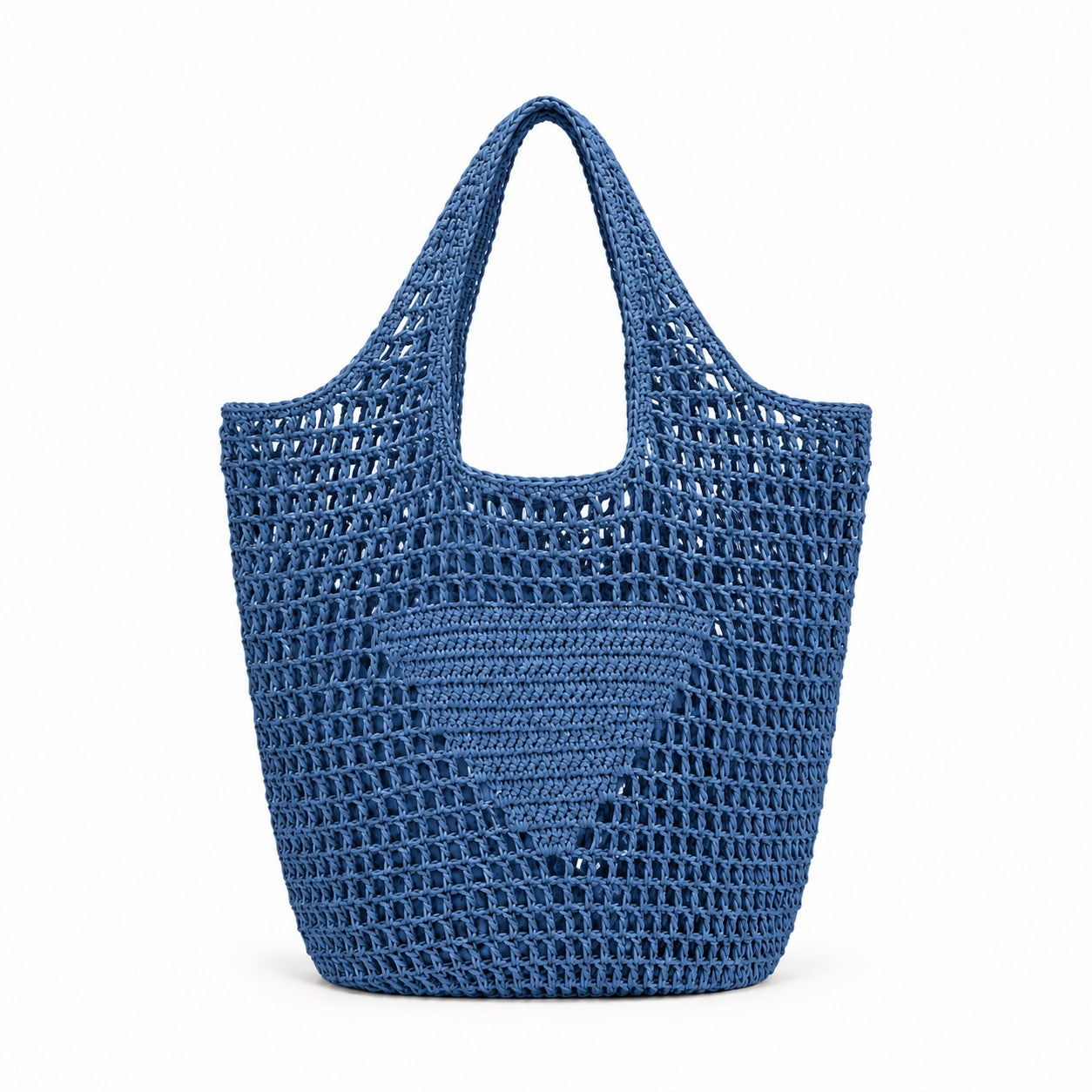 Galaxidi - Raffia Tote Bag in Blue 36cm, front view