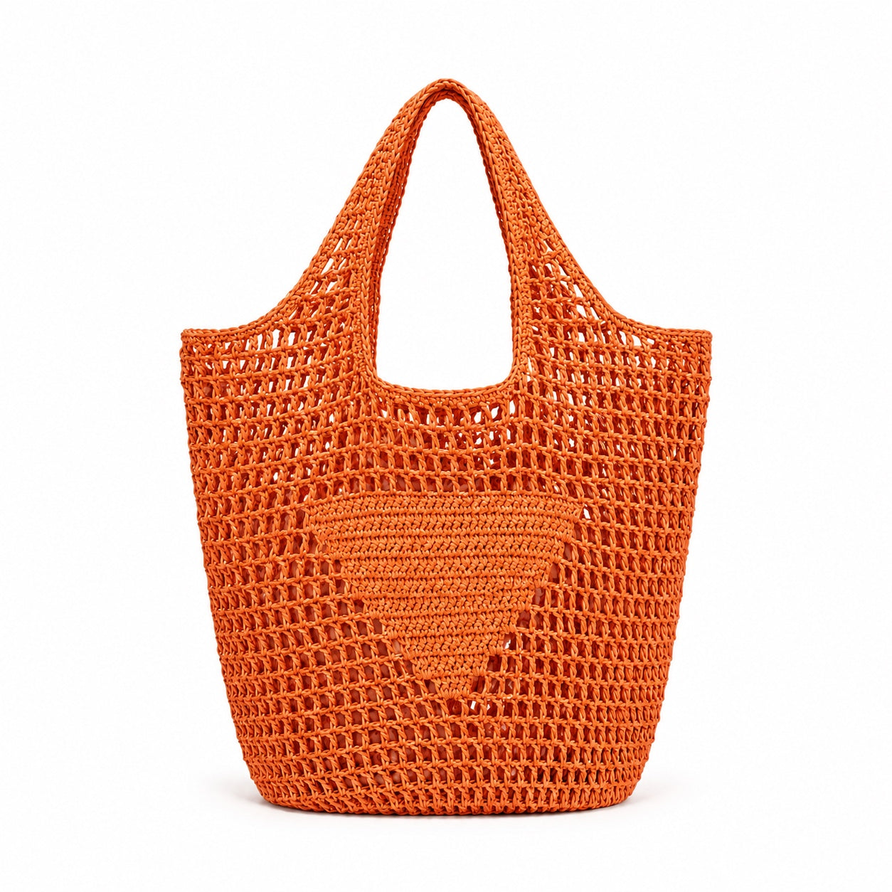 Galaxidi - Raffia Tote Bag in Orange 36cm, front view