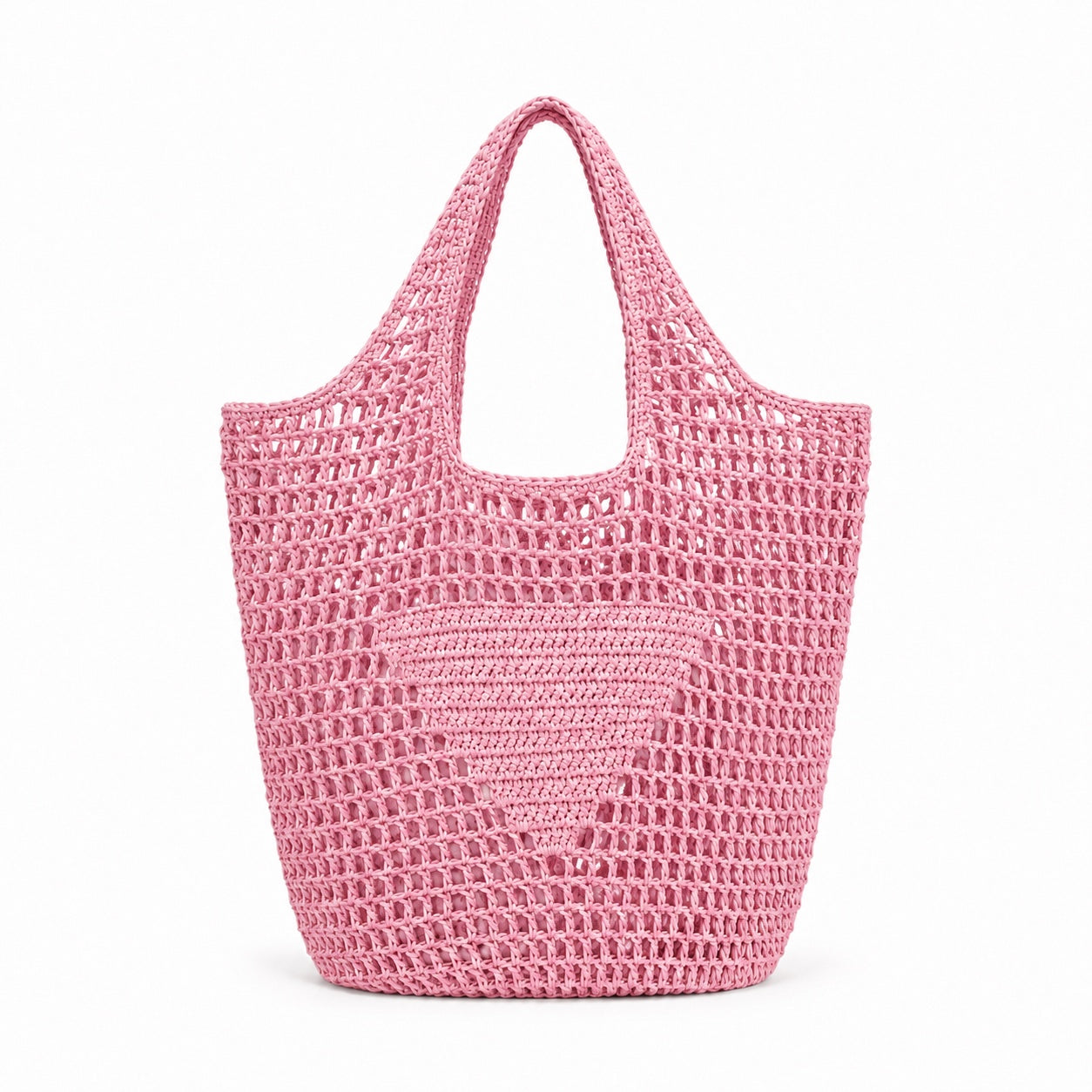 Galaxidi - Raffia Tote Bag in Pink 36cm, front view