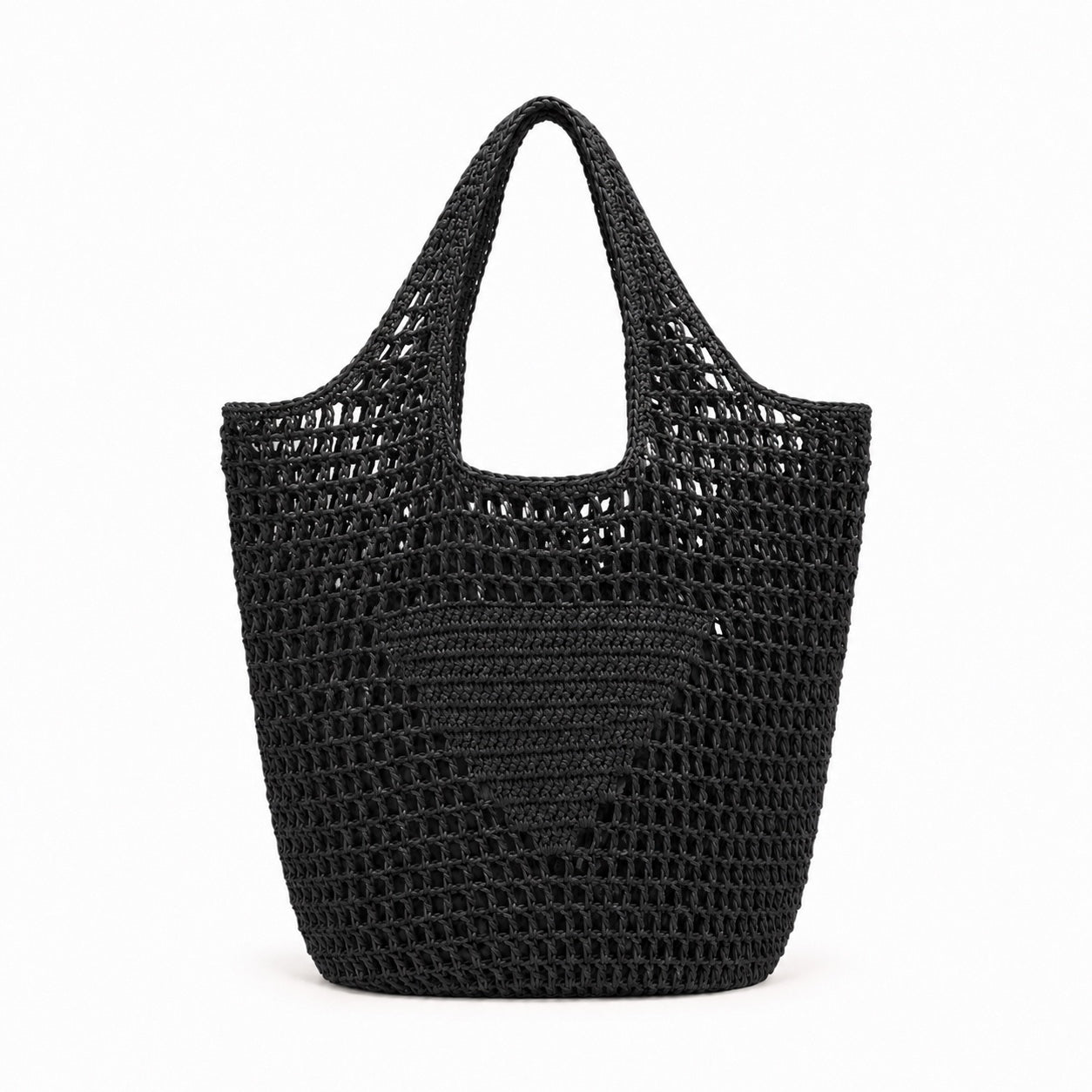 Galaxidi - Raffia Tote Bag in S Black 29cm, front view