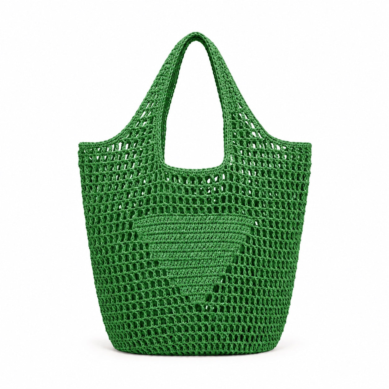 Galaxidi - Raffia Tote Bag in StyleB Green, front view