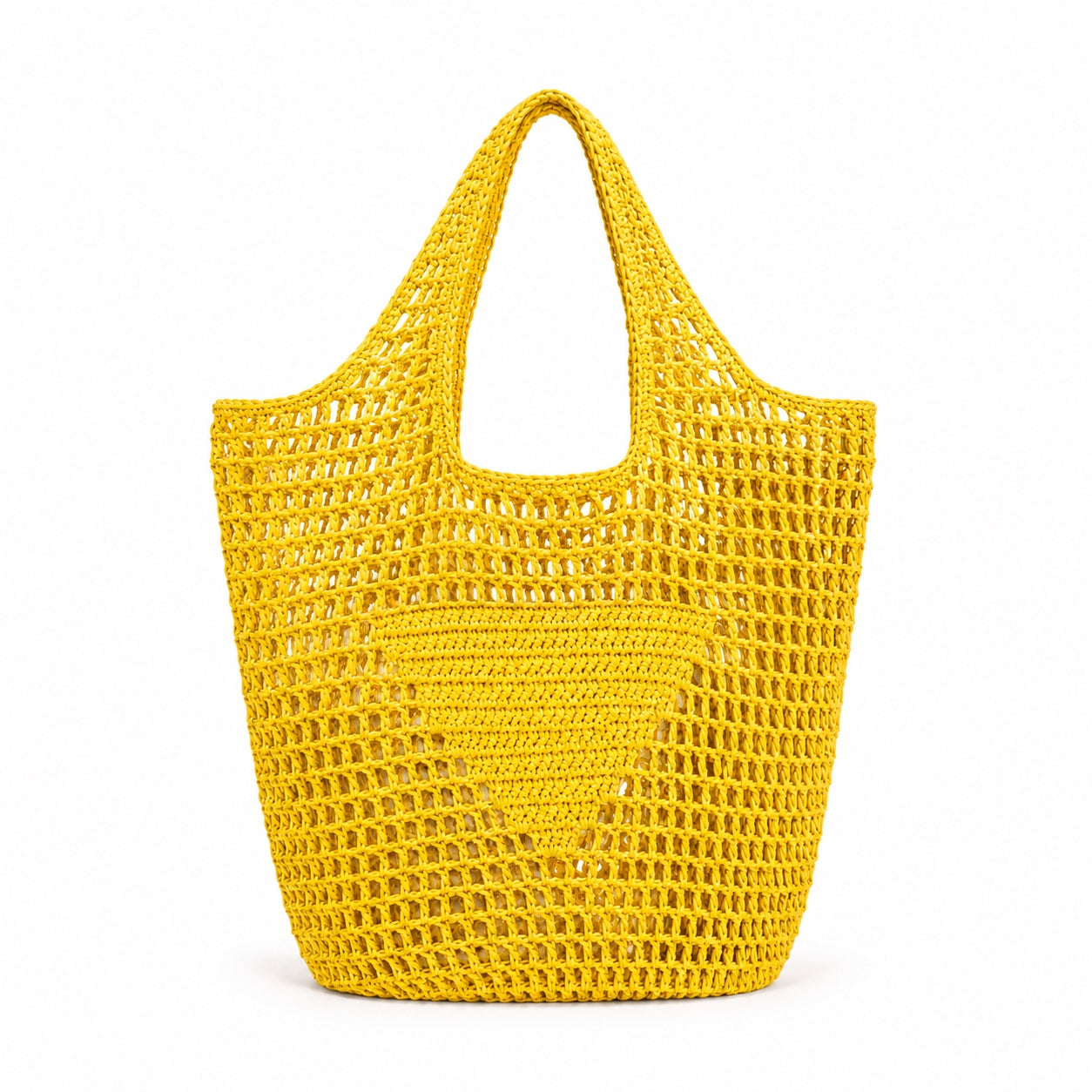 Galaxidi - Raffia Tote Bag in Yellow 36cm, front view