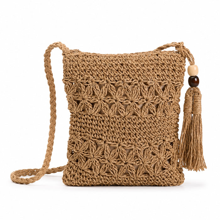 Getaria - Straw Crossbody Bag, front view on white background