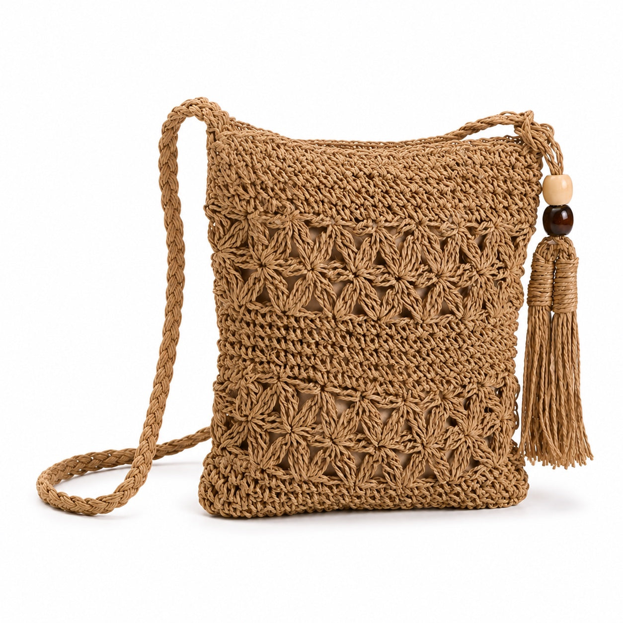 Getaria - Straw Crossbody Bag, three-quarter front view