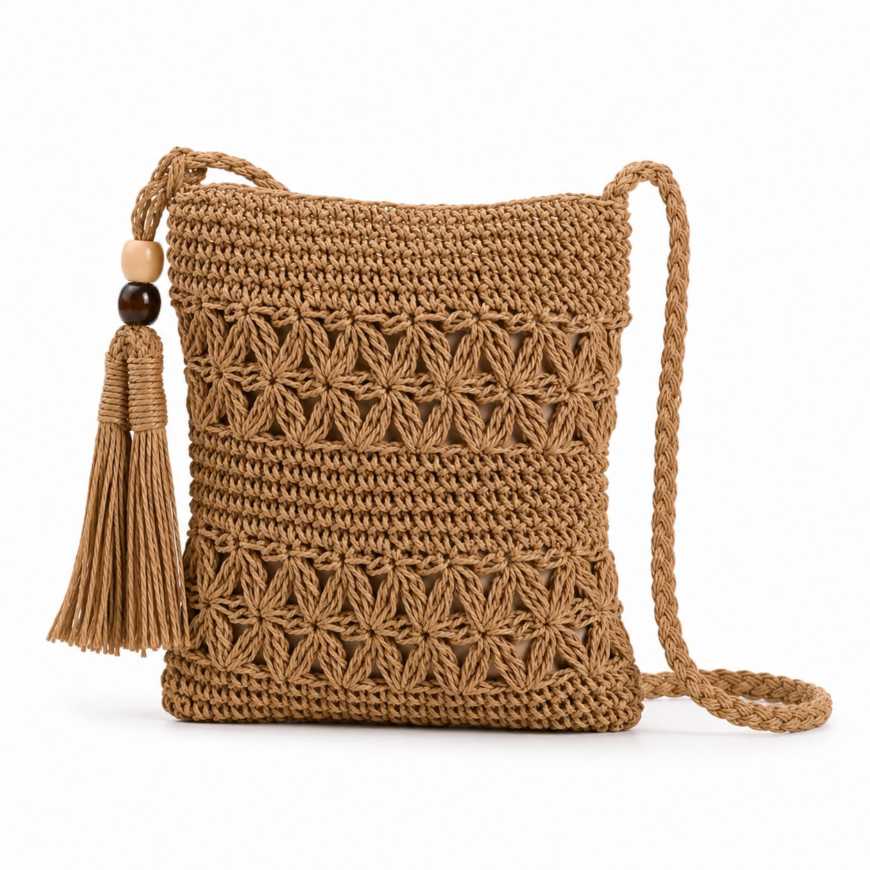 Getaria - Straw Crossbody Bag, three-quarter back view