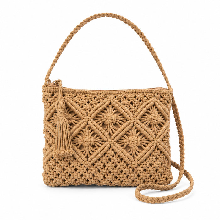 Grimaud - Straw Crossbody Bag, front view on white background