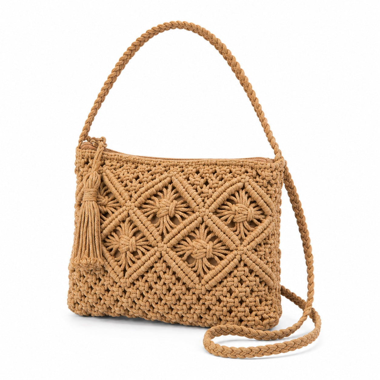 Grimaud - Straw Crossbody Bag, three-quarter front view