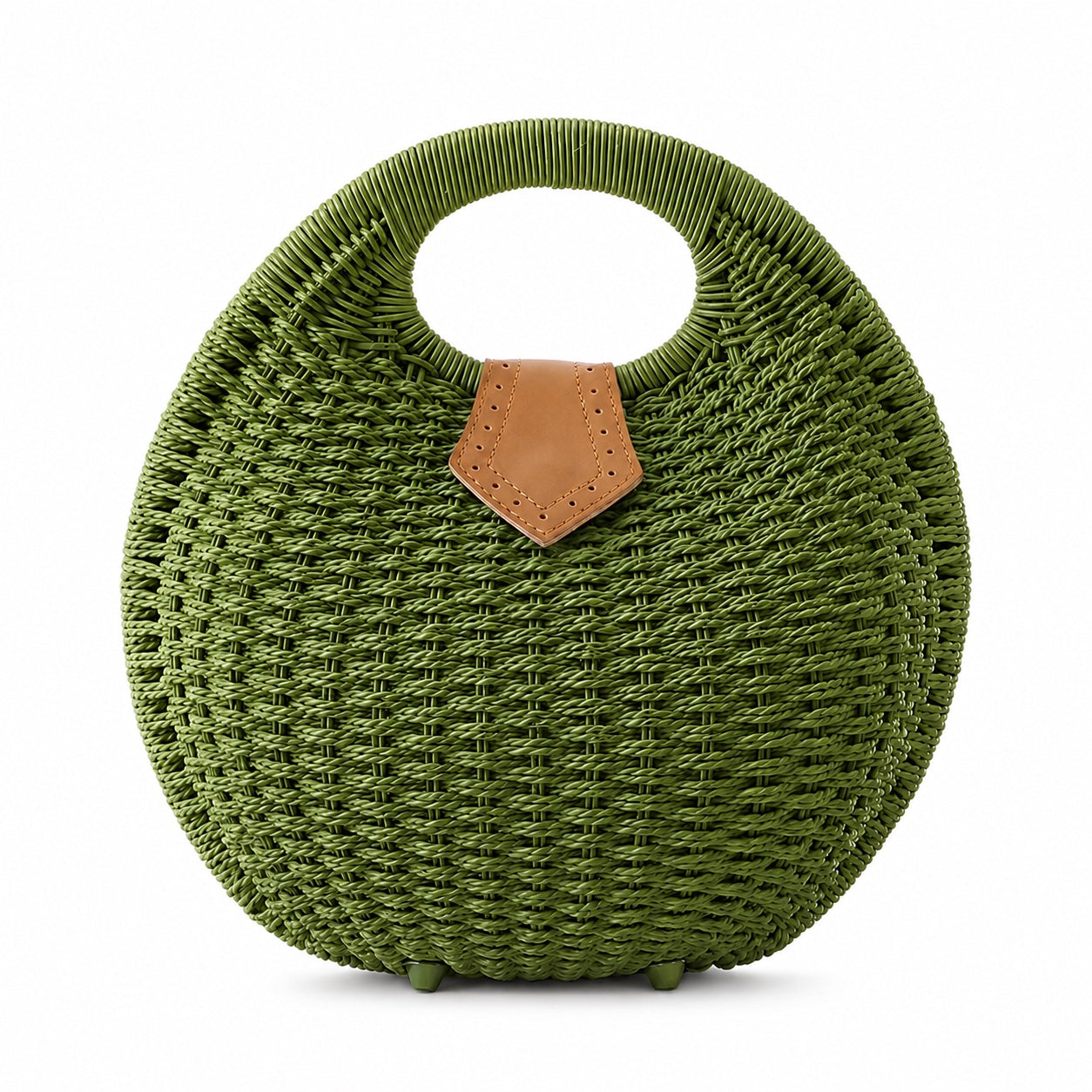 Hondarribia - Rattan Clutch in army green, front view