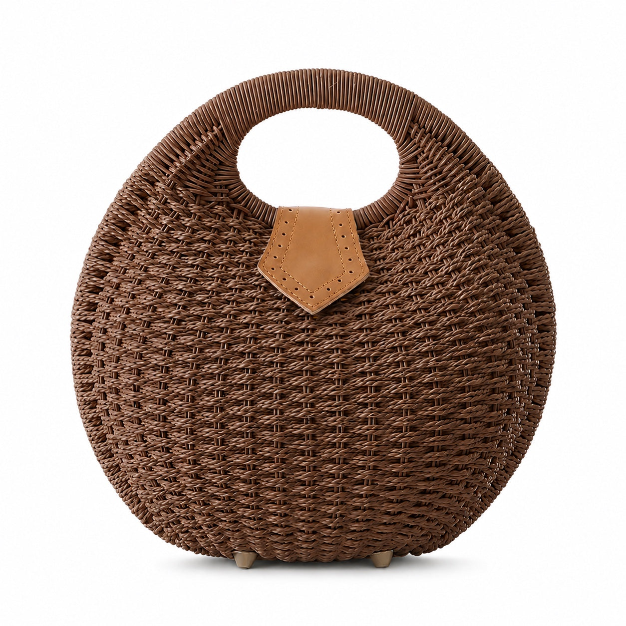 Hondarribia - Rattan Clutch in Brown, front view