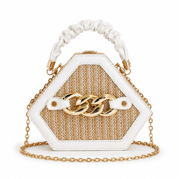 Hydra - Straw Clutch, front view on white background