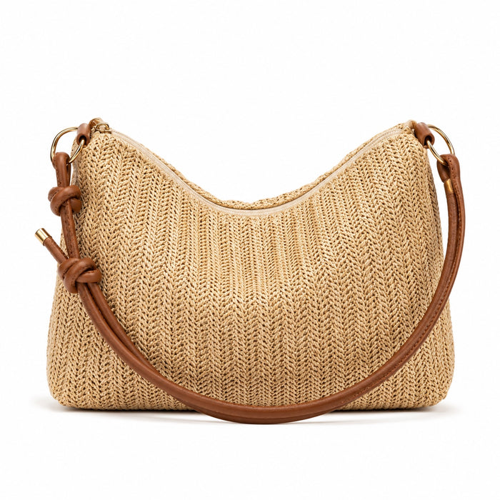 Imperia - Rattan Crossbody Bag, front view on white background