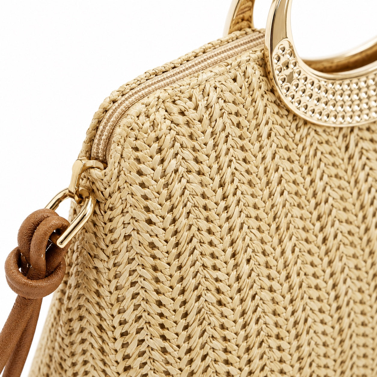 Imperia - Rattan Crossbody Bag, close-up material detail