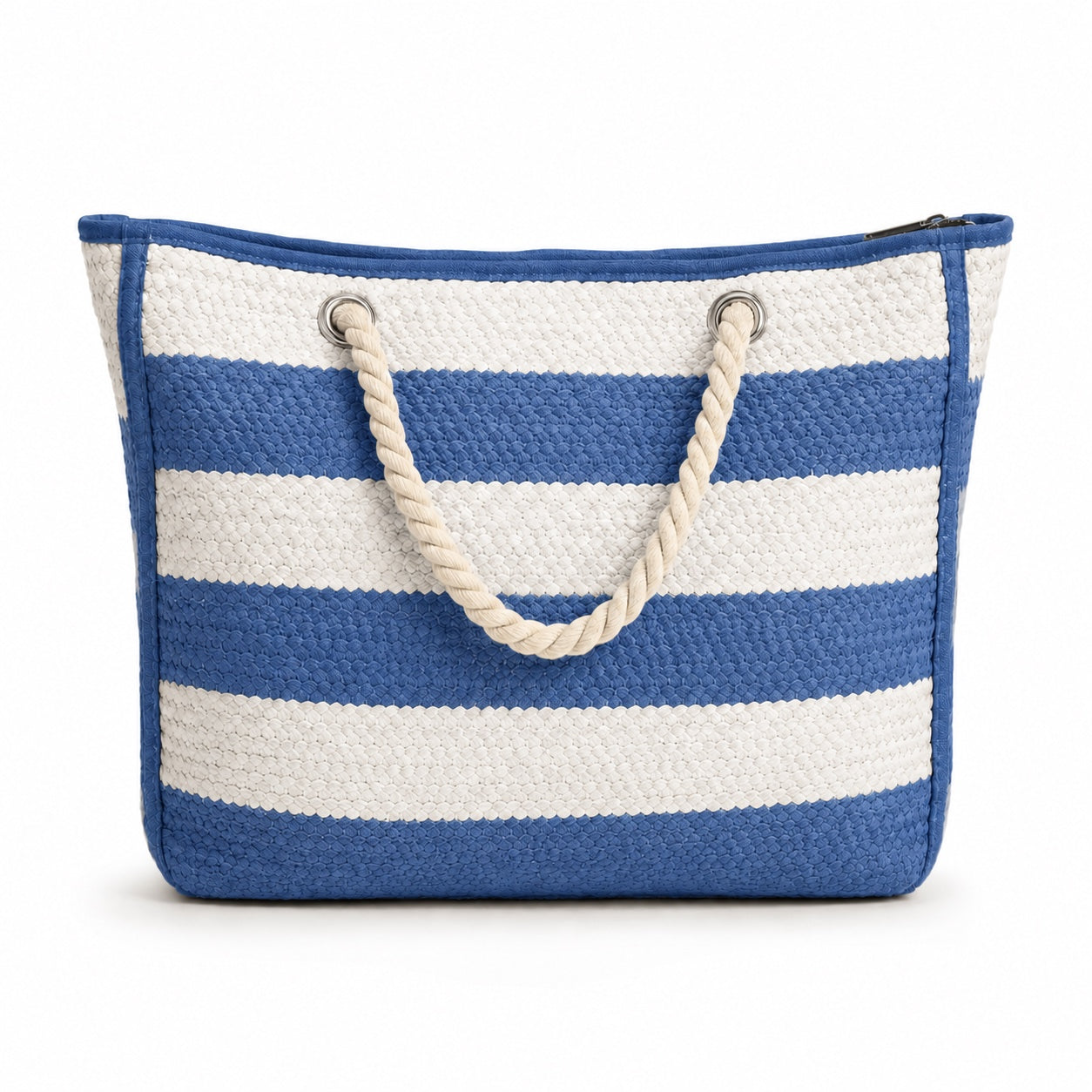Ischia - Straw Beach Tote in Blue, front view