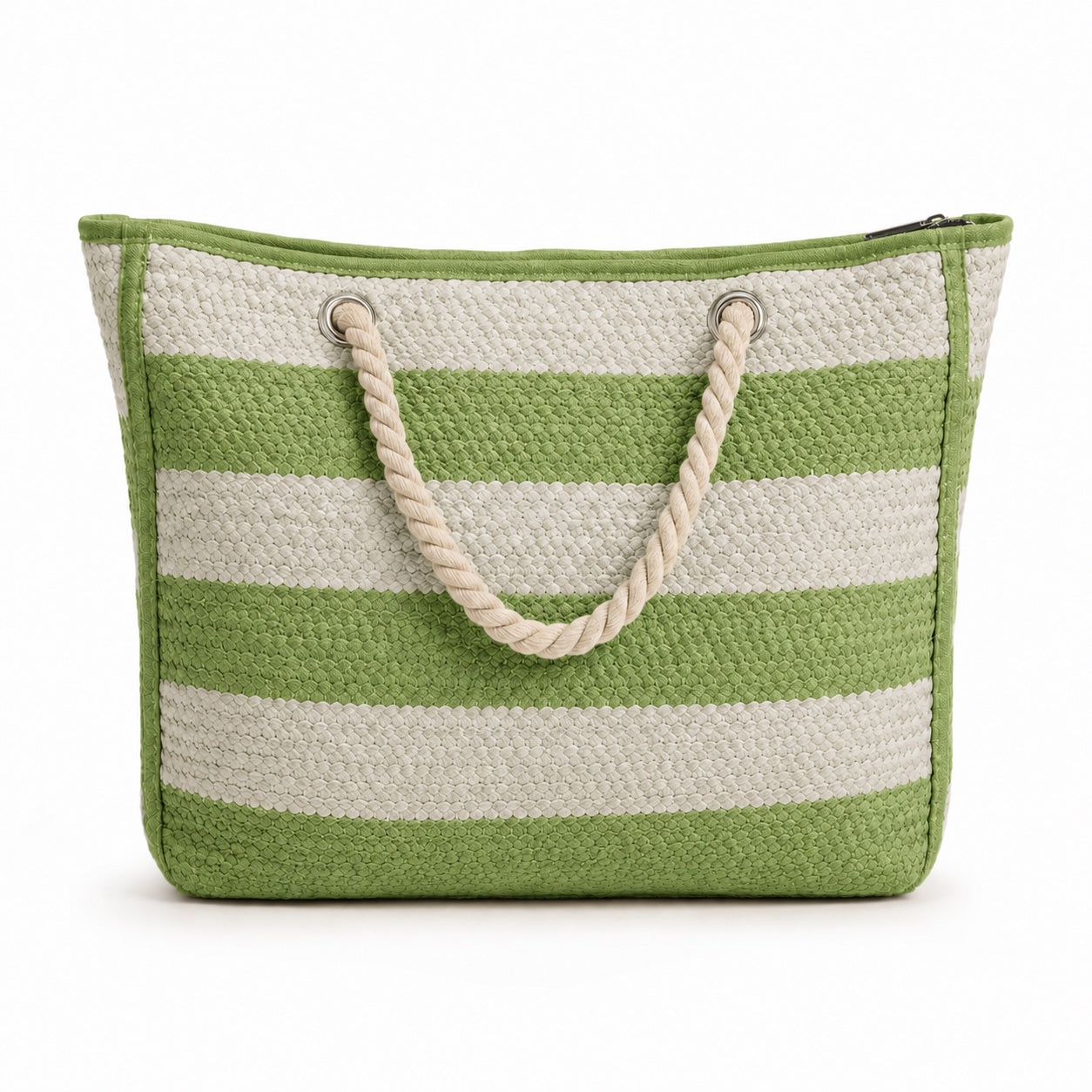 Ischia - Straw Beach Tote in Green, front view