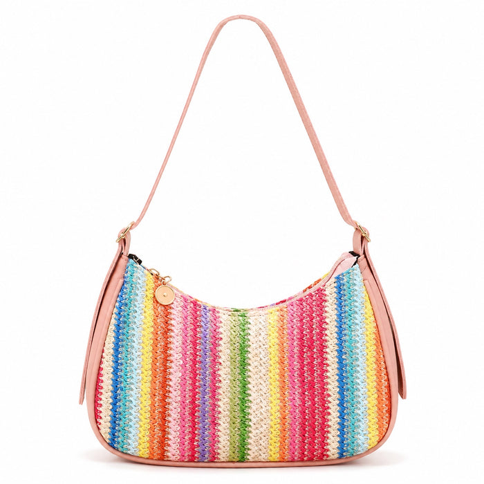 Javea Straw Crossbody Bag, front view on white background