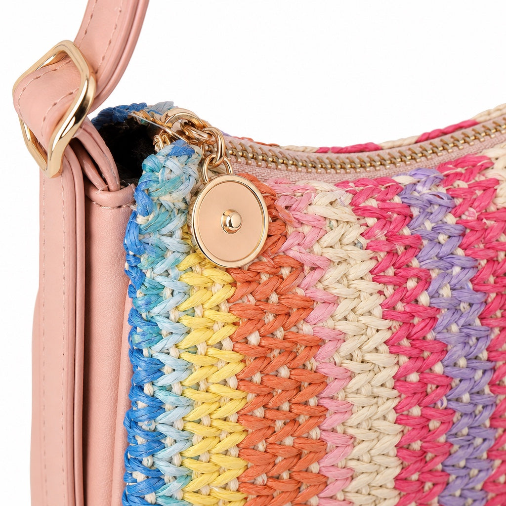 Javea Straw Crossbody Bag, close-up material detail
