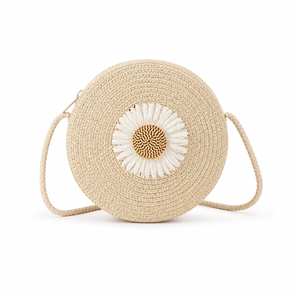 Kalkan - Straw Crossbody Bag, front view on white background