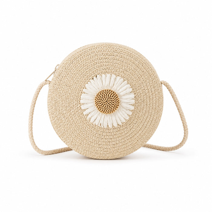 Kalkan - Straw Crossbody Bag, front view on white background