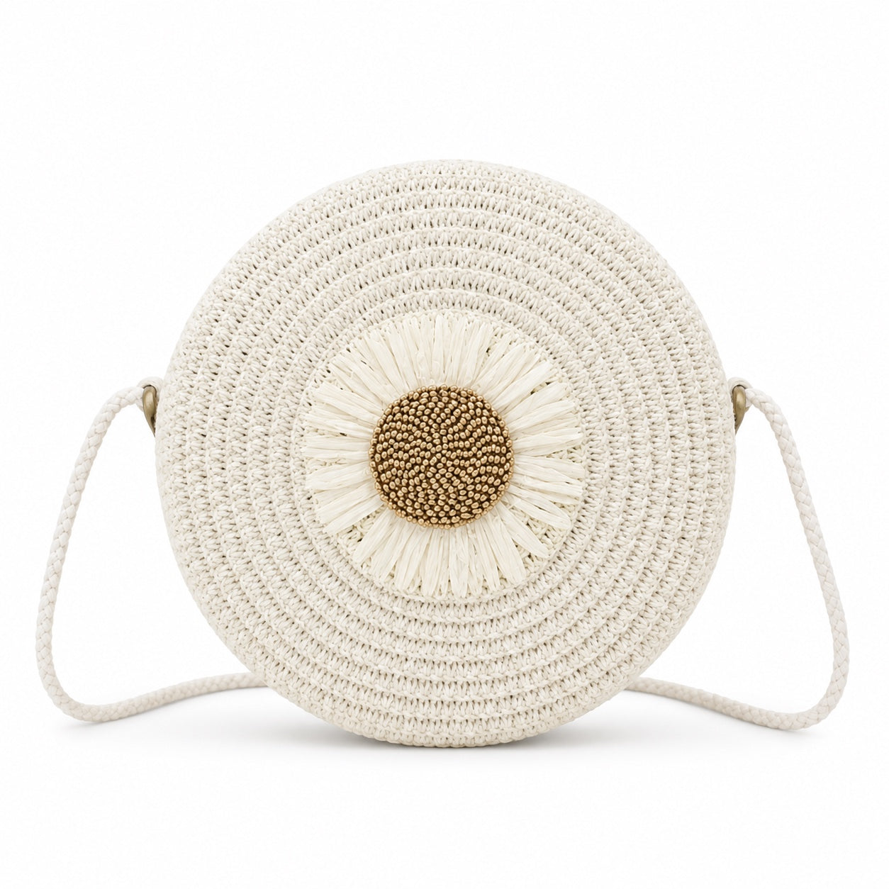 Kalkan - Straw Crossbody Bag in white, front view