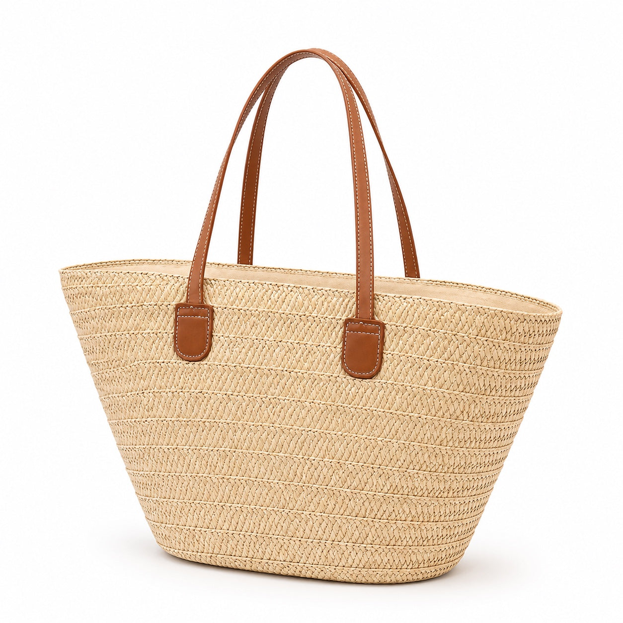 Kardamyli - Straw Beach Tote, three-quarter front view