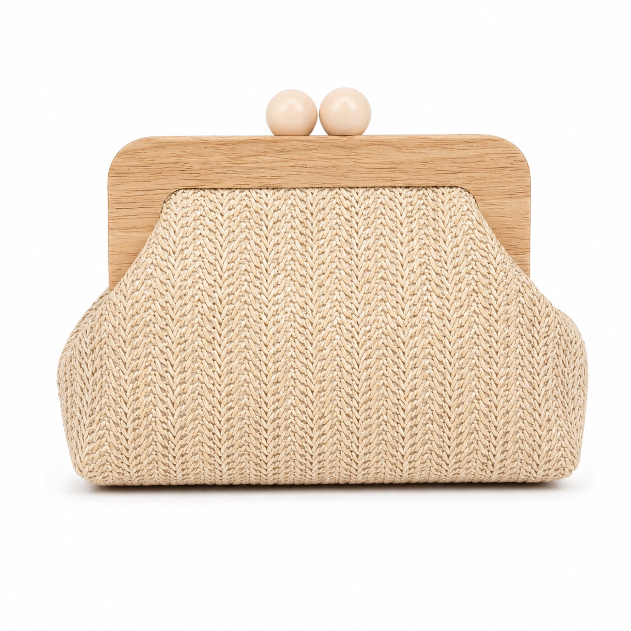 Kefalonia - Straw Clutch, front view on white background