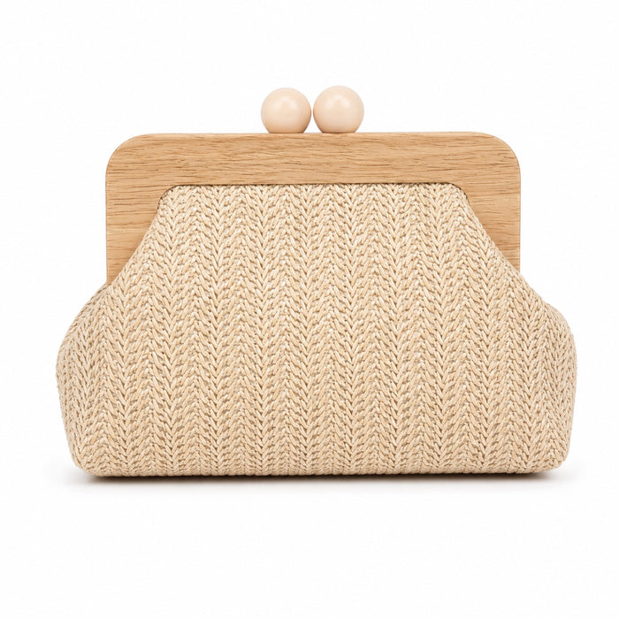 Kefalonia - Straw Clutch, front view on white background
